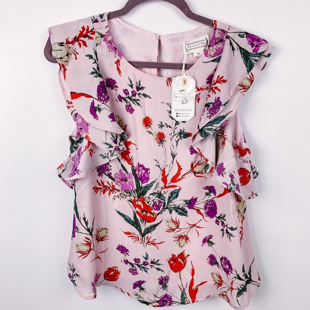 Loveriche NWT Floral Short Sleeve, Pink, Size M